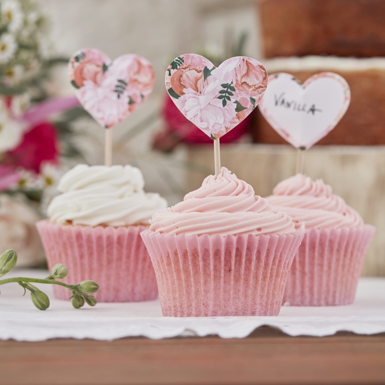 Menovky na Muffiny - Ružové Kvety (10ks)